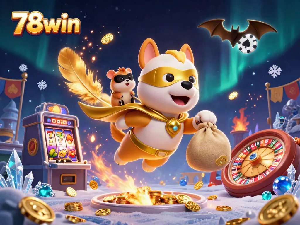 Experience thrilling gaming adventures with 78win as cartoon heroes navigate a vibrant casino world.