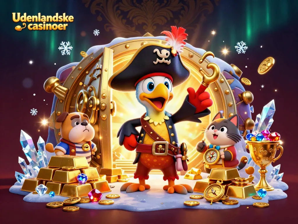 Experience the thrill of udenlandske casinoer with vibrant characters and treasures in a rich 3D scene.