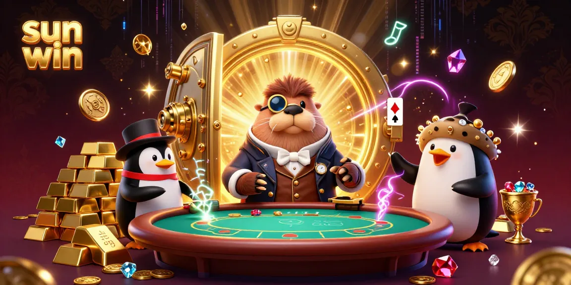 Engage with the vibrant sun win underwater poker scene featuring a walrus, penguin dealer, and bluffing pufferfish.