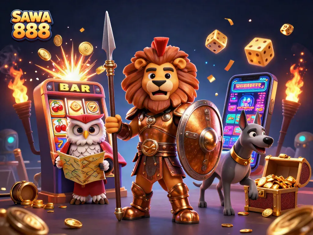 Engage with SAWA 888 through thrilling slots and games with a vibrant, dynamic scene.