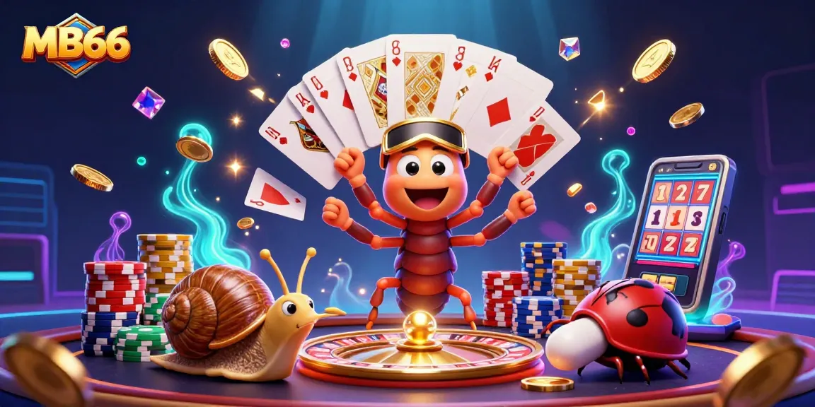 Experience thrilling gameplay at MB66 with a lively millipede dealer and vibrant casino elements.