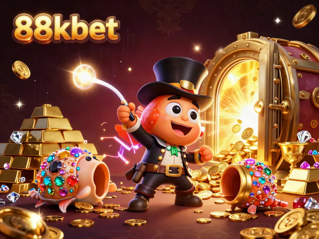 Explore 88kbet's vibrant underwater casino world with glittering treasures and whimsical characters.