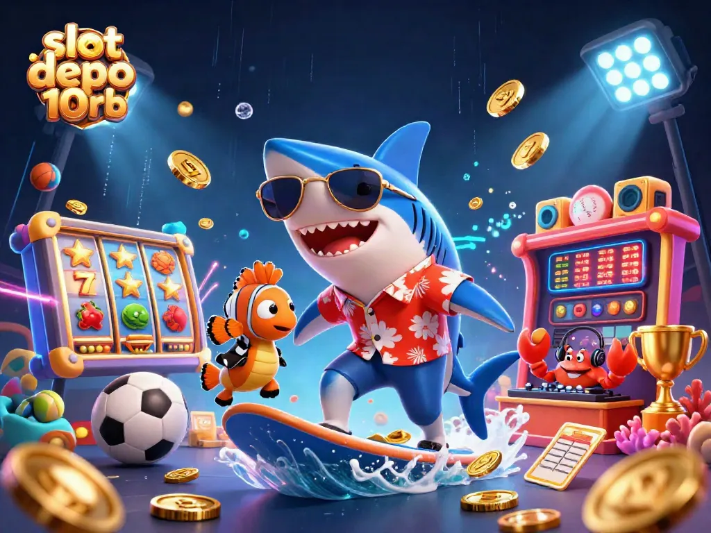 Engage with slot depo 10rb excitement through a vibrant 3D casino-themed illustration with dynamic elements.