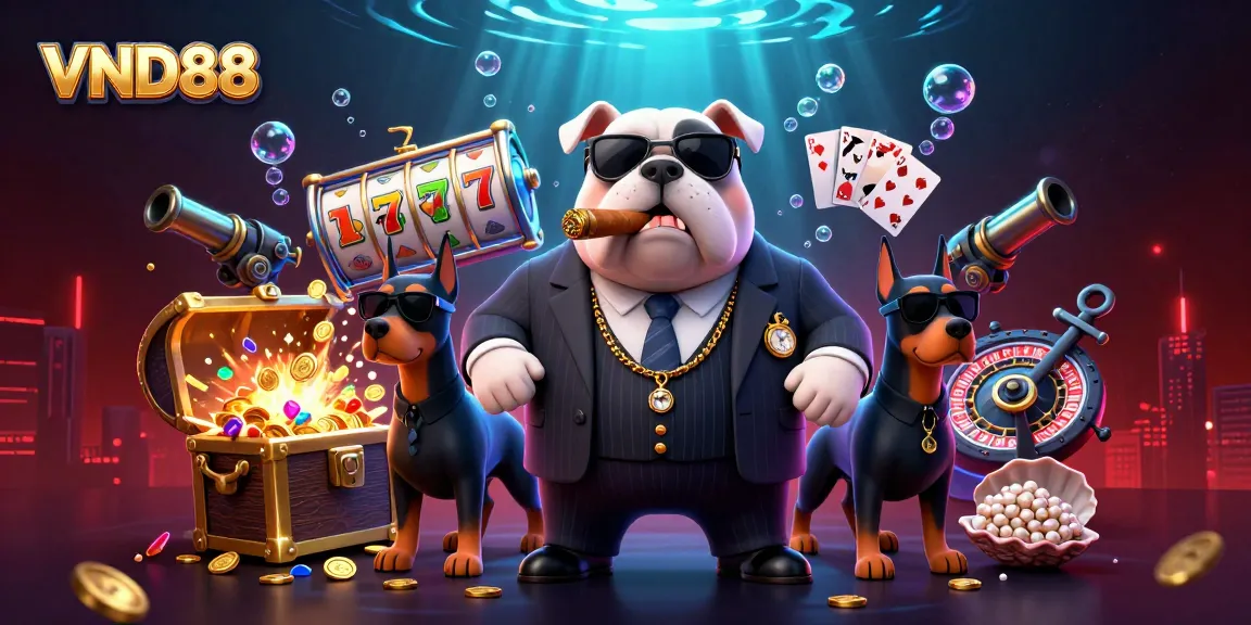 Join the excitement at VND88 with a thrilling mafia-themed casino scene alive with dynamic gaming elements.
