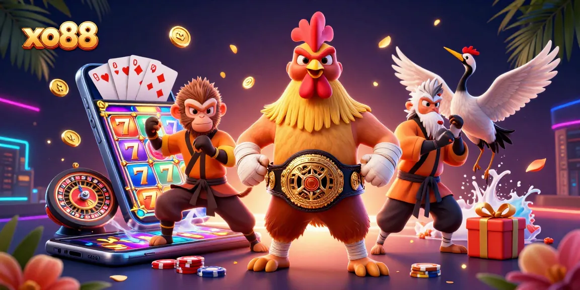 Spin the reels and win big at xo88 with our dynamic 3D casino illustration!