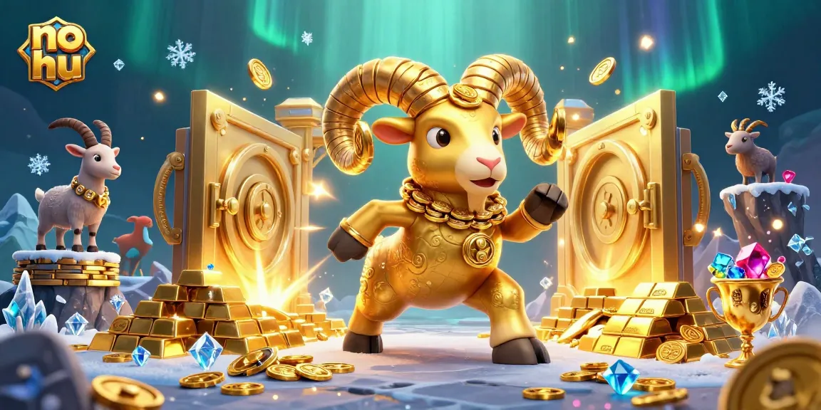 Engage with thrilling no hu gaming action showcasing a golden ram charging through a treasure vault in a vibrant casino setting.
