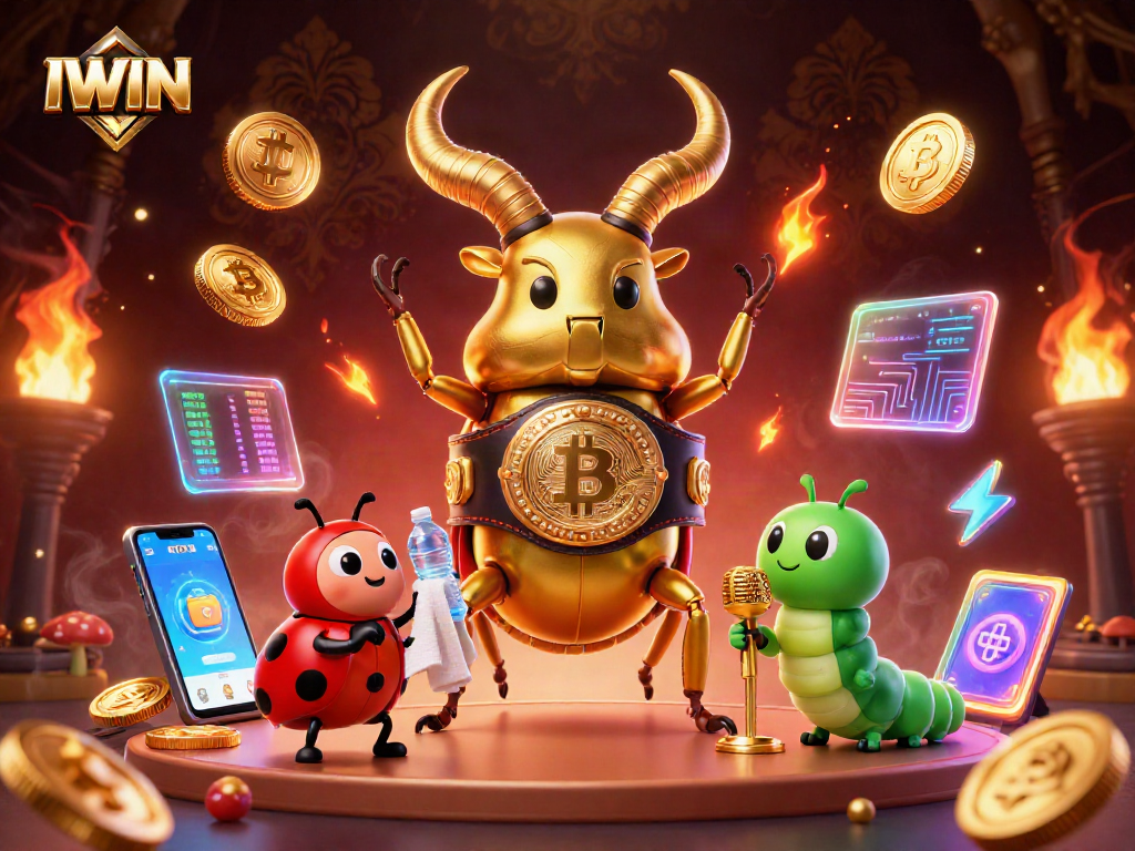 IWIN presents a vibrant 3D scene showcasing a giant stag beetle boxer for competitive players.