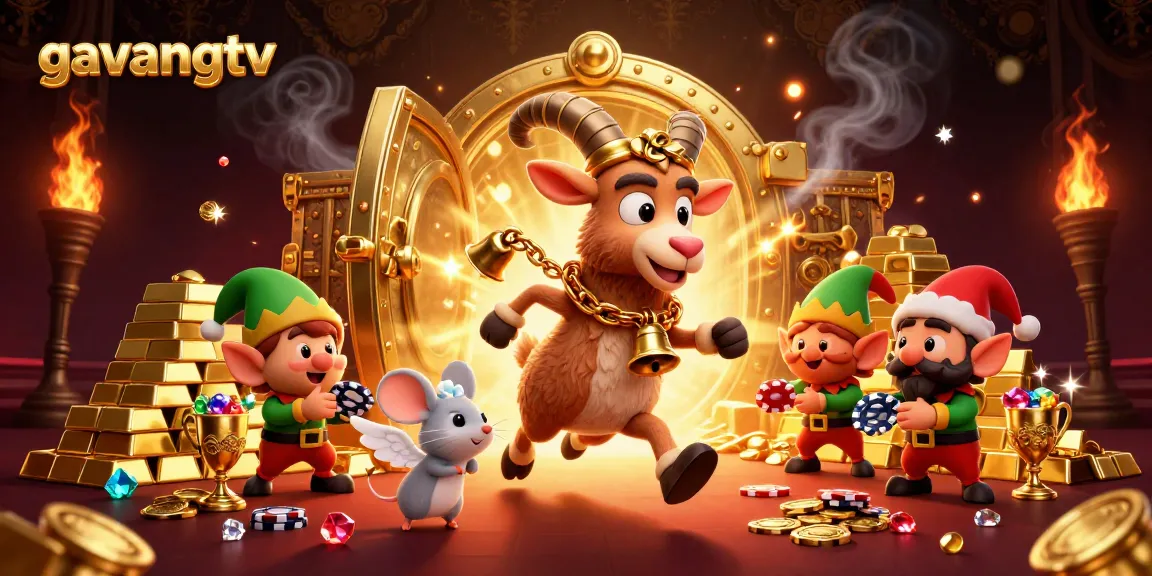 Experience thrilling gaming with gavangtv's festive horror casino scene featuring playful characters.