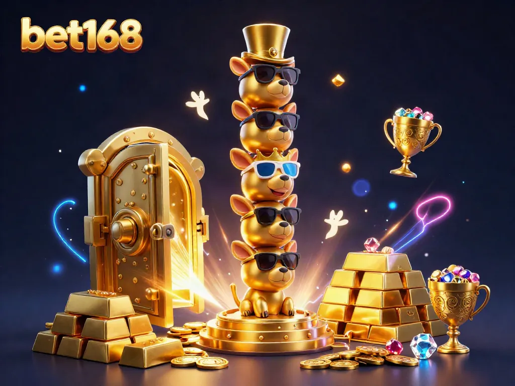 Experience the thrill of betting with bet168 featuring vibrant 3D elements and spectacular gold effects.