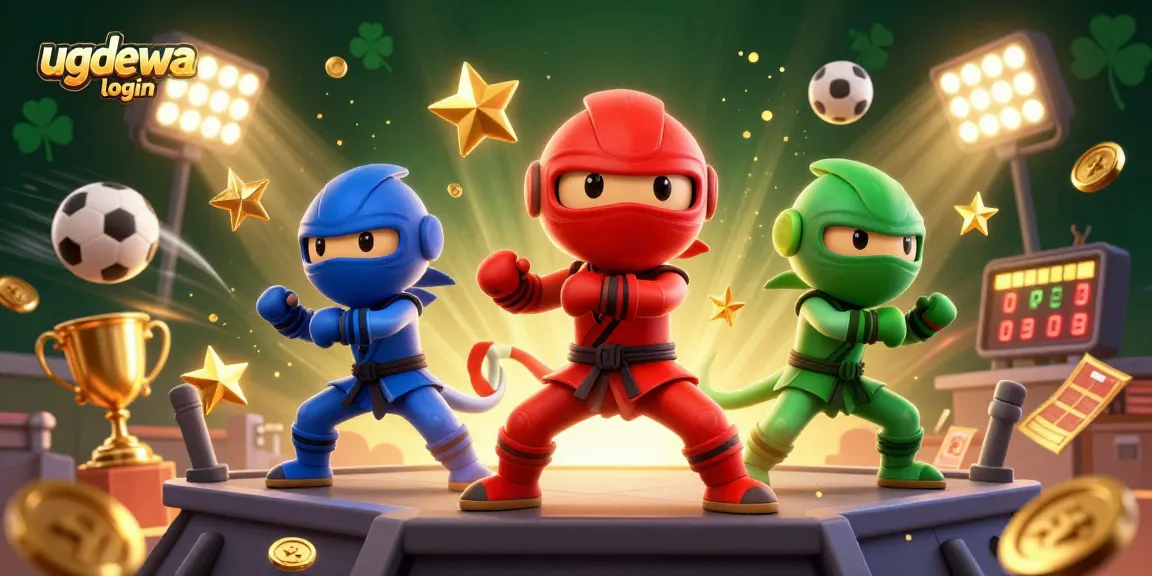Engage with the exciting ugdewa login action featuring a vibrant scene of chameleon ninjas and dynamic sports elements.