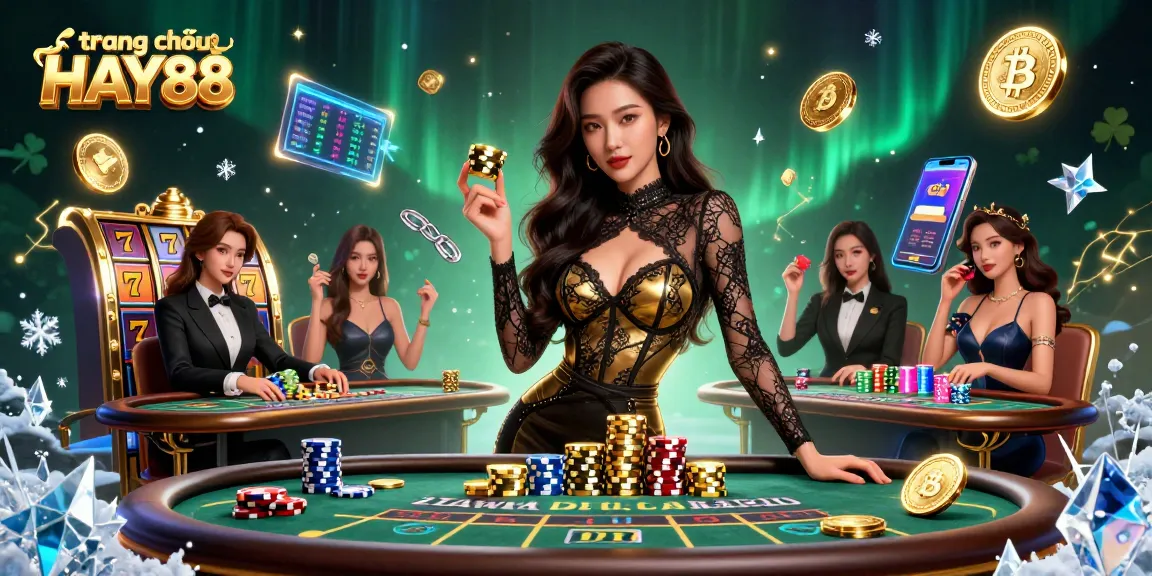 Experience the excitement of trang chủ HAY88 with high-stakes baccarat and illuminating casino elements in a dynamic scene.