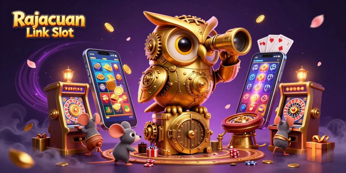 Permainan slot daring terbaik di Rajacuan Link Slot menunjukkan koin emas berhamburan dari layar ponsel