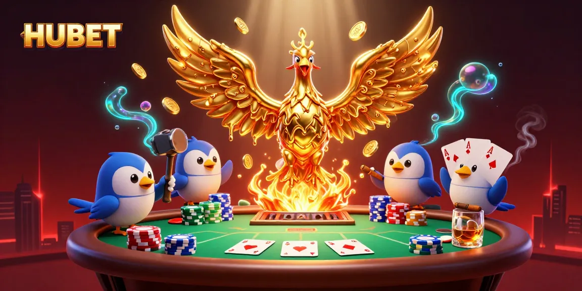 Experience the premium online gaming action at HUBET with a dynamic 3D illustration showcasing exciting casino elements.