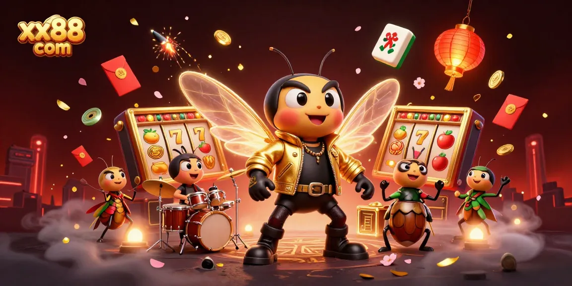 Experience the thrill of xx88 com with a vibrant 3D casino scene featuring a rock star and dynamic game symbols.