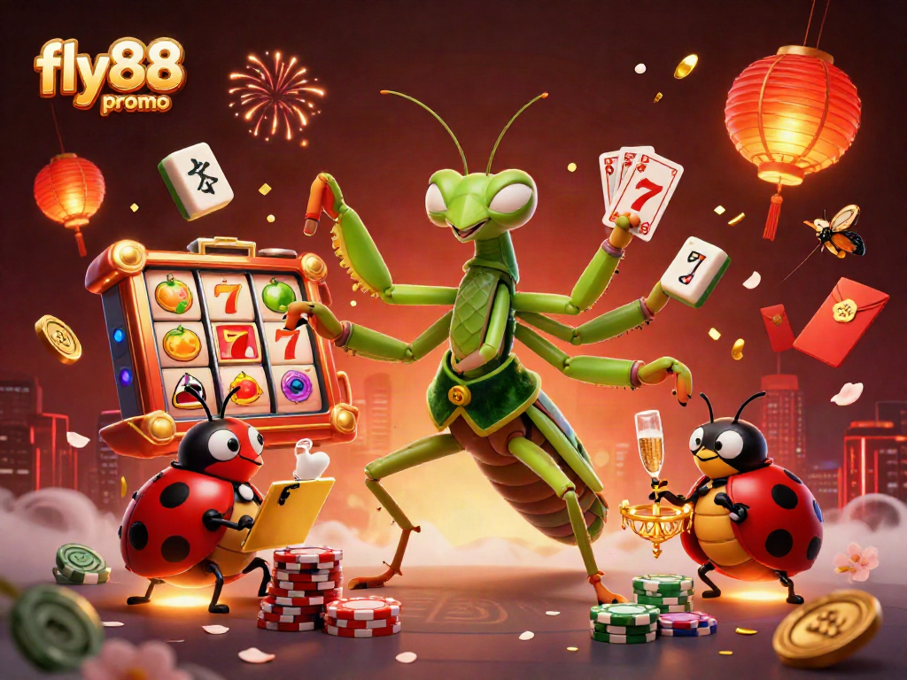 Experience the excitement of fly88 promo with vibrant characters and dynamic casino elements in this detailed illustration.