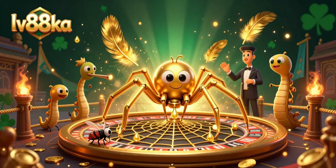 lv88ka features a golden spider and croupier in a vibrant roulette wheel scene