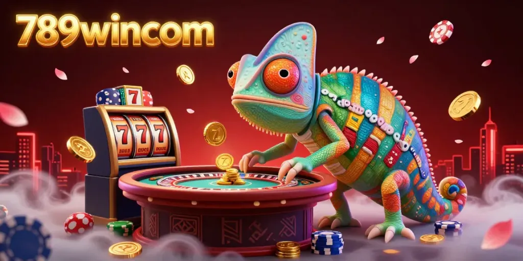 Experience thrilling gaming at 789wincom with this vibrant 3D casino illustration, showcasing the best of online gambling.