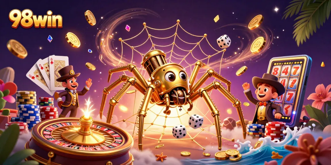 Engage in thrilling games on 98win with an intricate steampunk-themed casino experience.