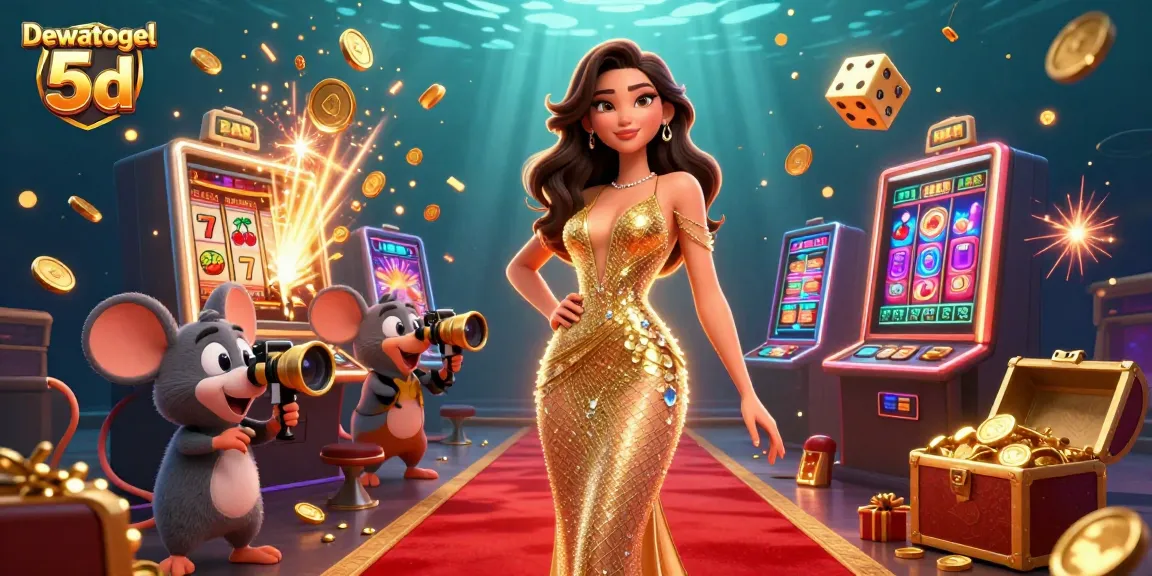 Experience the excitement of Dewatogel 5d with stunning visuals of jackpot slots, dynamic game elements, and vibrant colors.