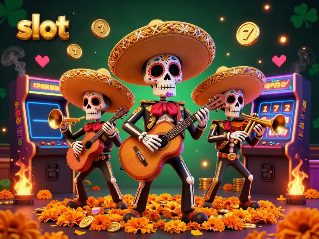 Engaging slot gaming ambiance highlighting a festive mariachi band surrounded by vibrant casino elements.