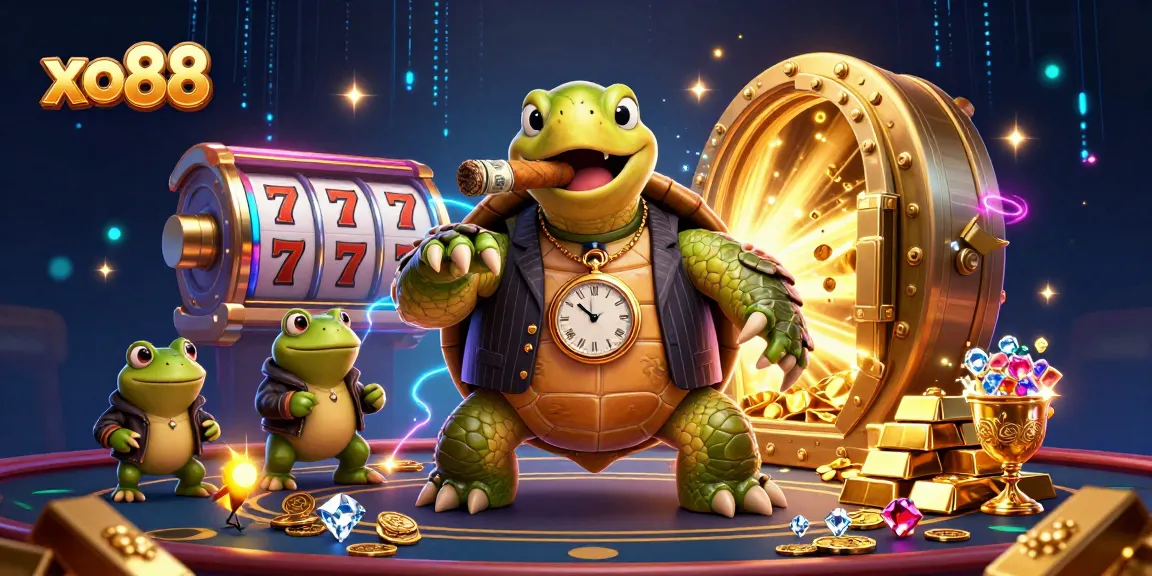 Experience thrilling action at xo88 with a vibrant scene of cartoon characters reveling in casino riches.