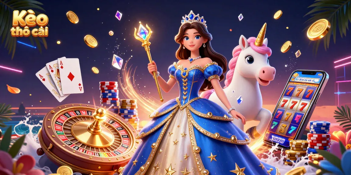 Kèo nhà cái showcases thrilling betting action with vibrant casino elements and a magical atmosphere.