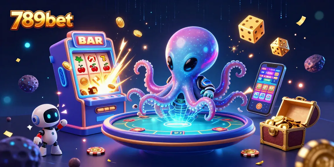 Engage with 789bet's vibrant alien-themed casino scene featuring exciting games and interactive elements.