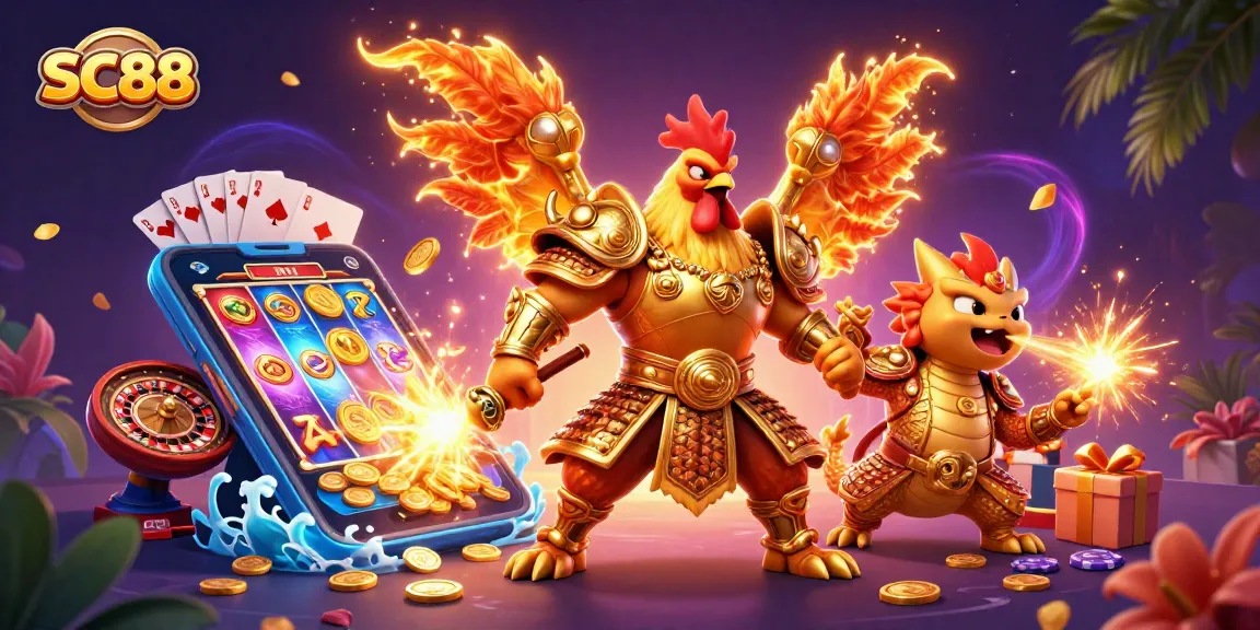 Experience the thrilling excitement of SC88 with dynamic characters and glamorous casino gaming elements.