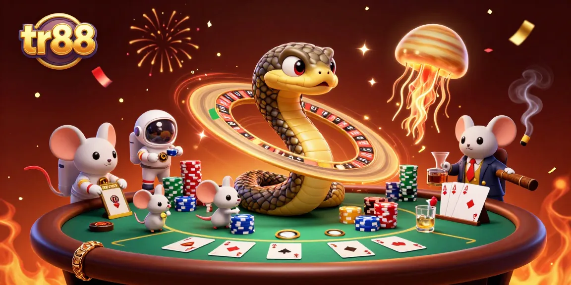 Experience thrilling bets at TR88 casino with gambling action and vibrant characters.