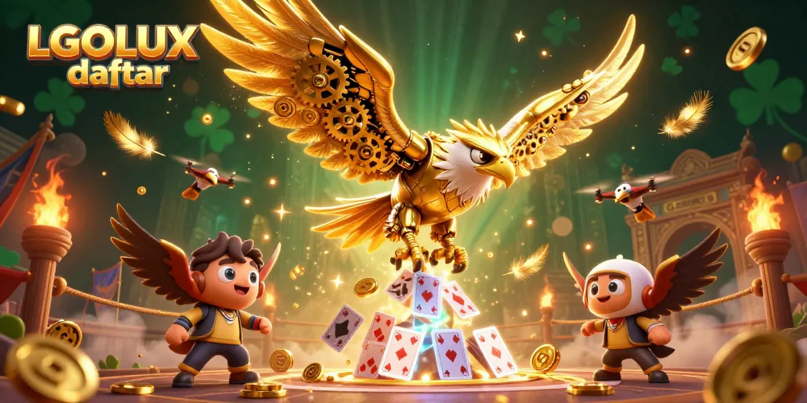 Engage with LGOLUX daftar as you dive into thrilling online slot games featuring golden eagles and holographic cards.