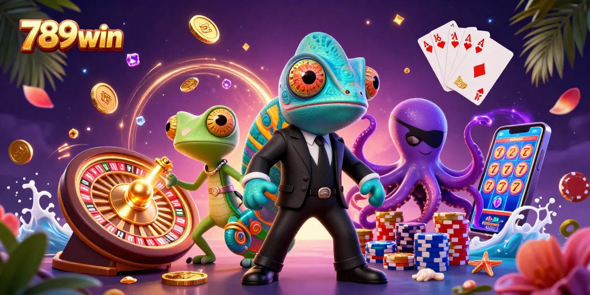 Experience the thrill of 789win slots with dynamic characters in an engaging casino scene.