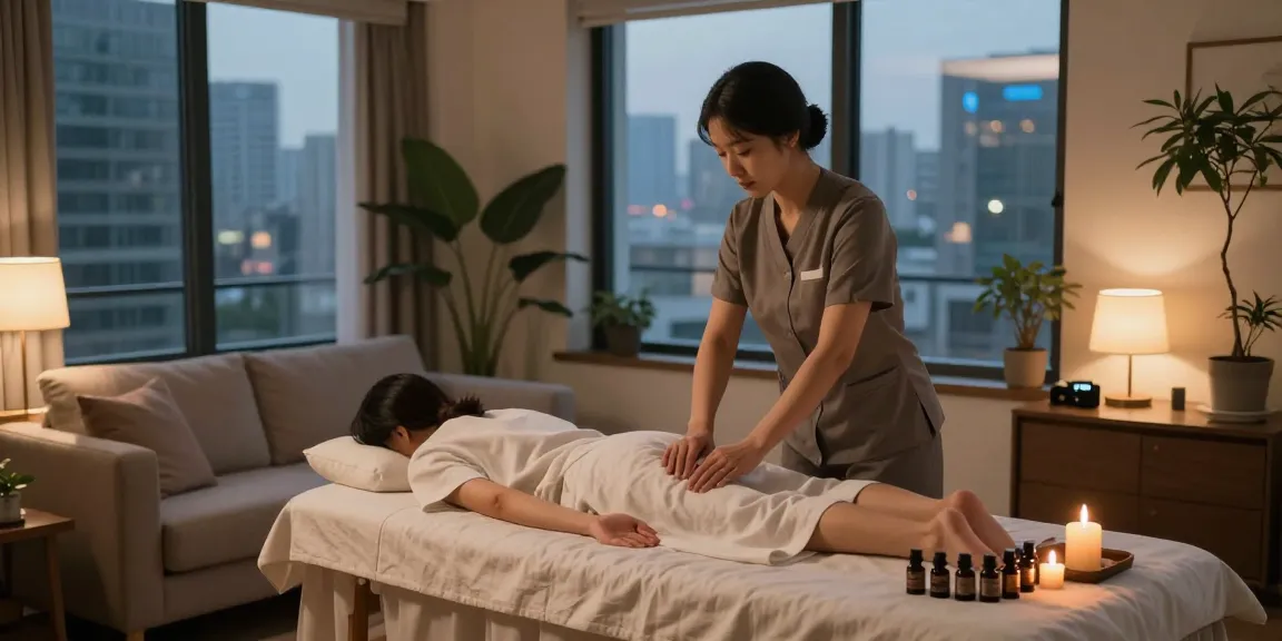 Experience premium 강남출장안마 with professional therapist preparing a calming relaxation environment.