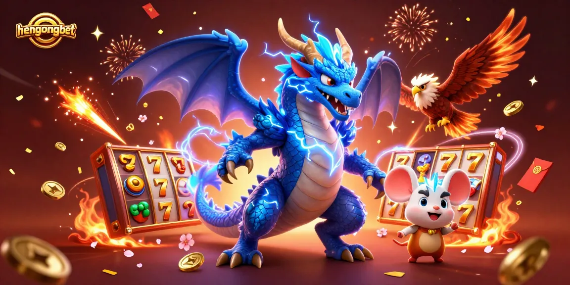 Join the excitement at hengongbet with vibrant 3D characters and dynamic slot game elements illuminating the scene.