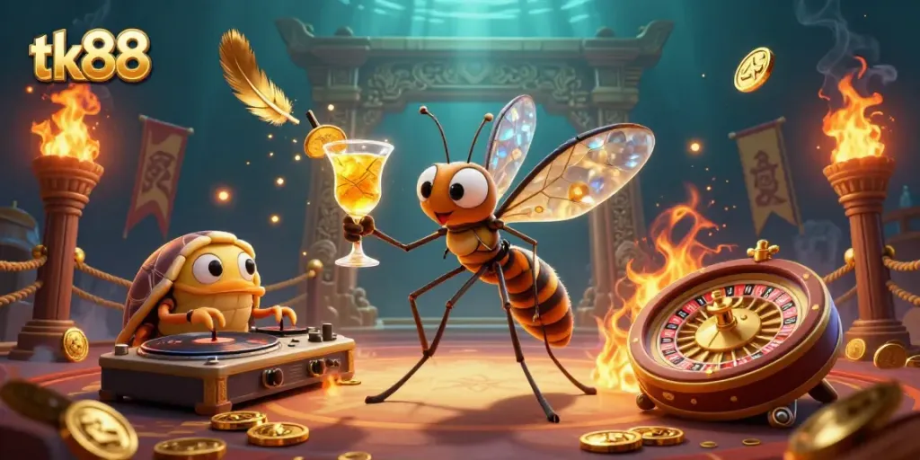 Experience exciting games at tk88 with a lively casino scene featuring unique characters and dynamic elements.