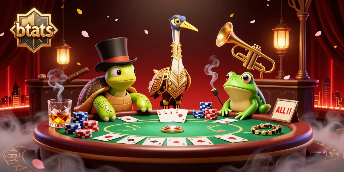 Engage in thrilling poker action with btats, featuring vibrant characters and dynamic casino elements.