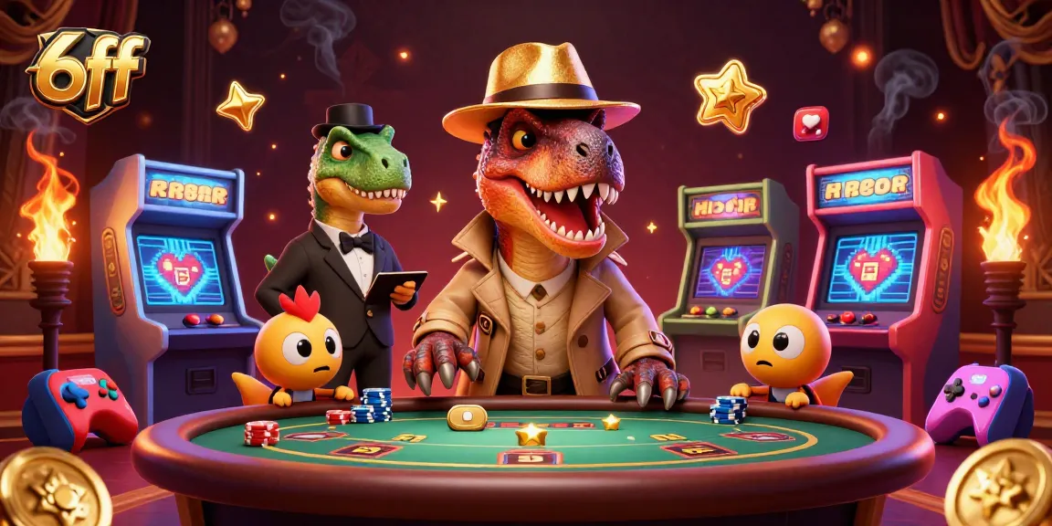 Experience thrilling blackjack action with 6ff as a velociraptor card counter and his playful companions.