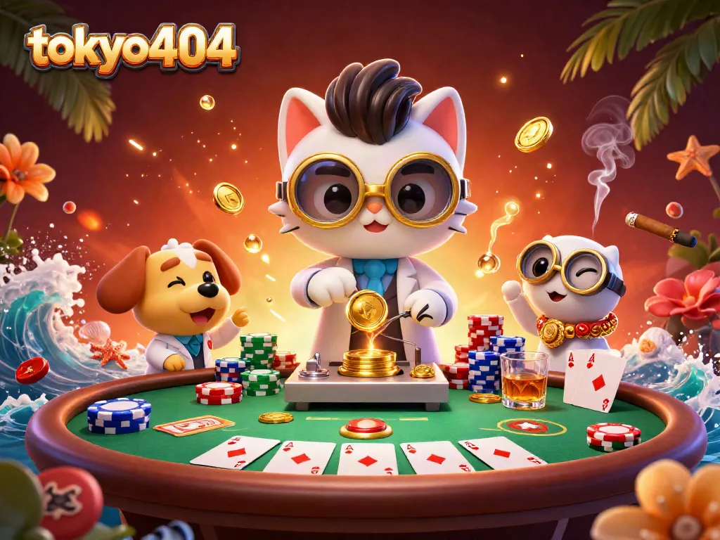Win big with tokyo404 at an exciting poker table featuring vibrant cartoon characters.
