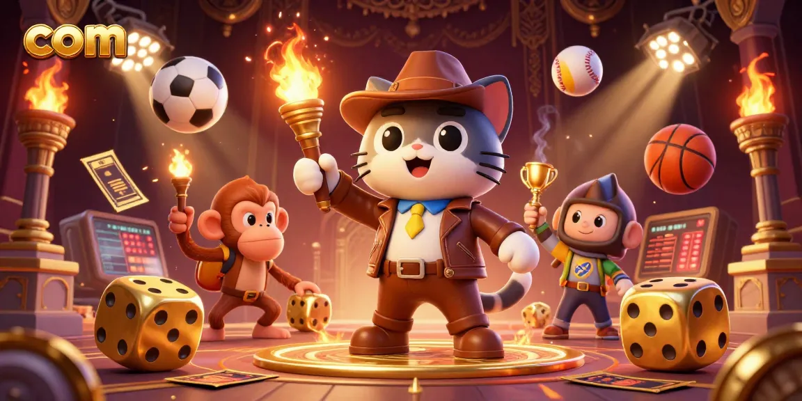 Engage with dynamic sports betting elements in the golden casino scene featuring com and lively characters.