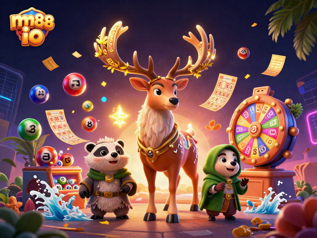 Engage with mm88 io lottery gaming through vibrant illustrations of druid and badger characters.