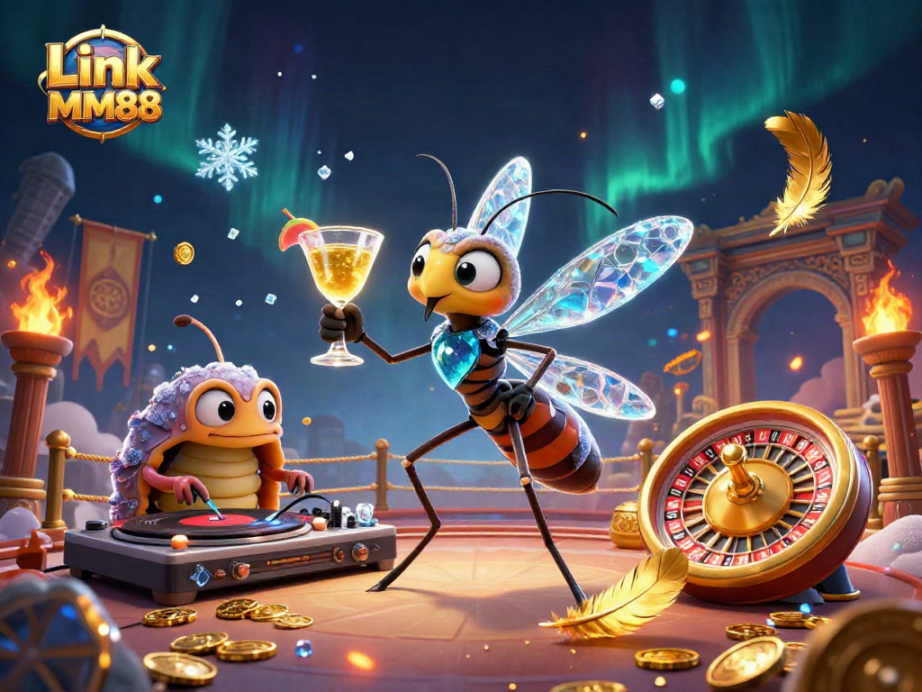 Experience thrilling moments with Link MM88 as casino mascots entertain in a vibrant atmosphere.