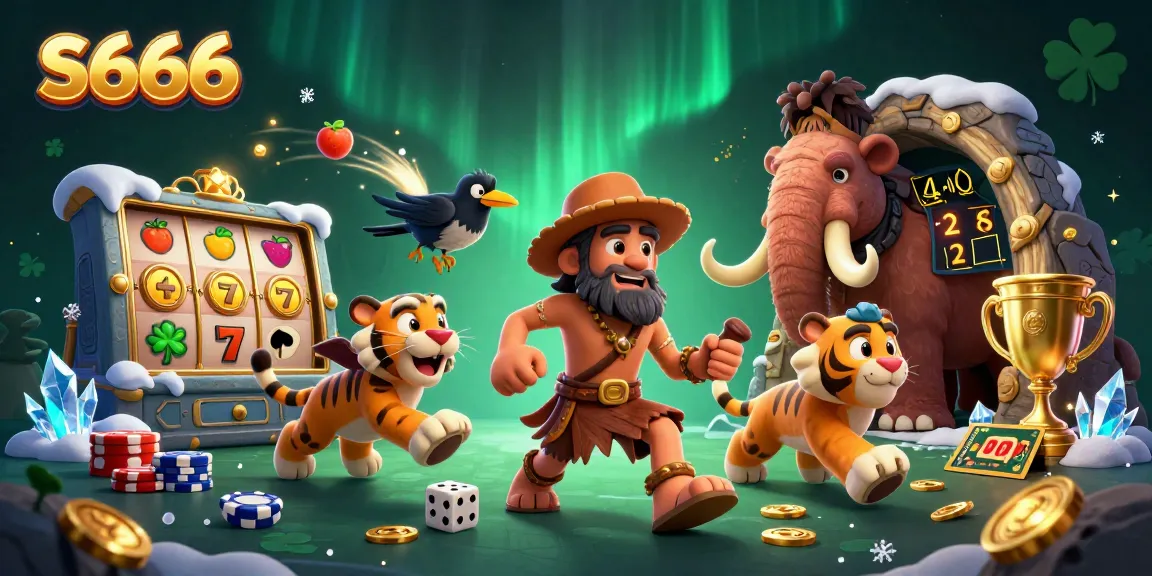 S666 offers an engaging casino experience with 3D characters amidst dynamic slot elements and sparkling gold