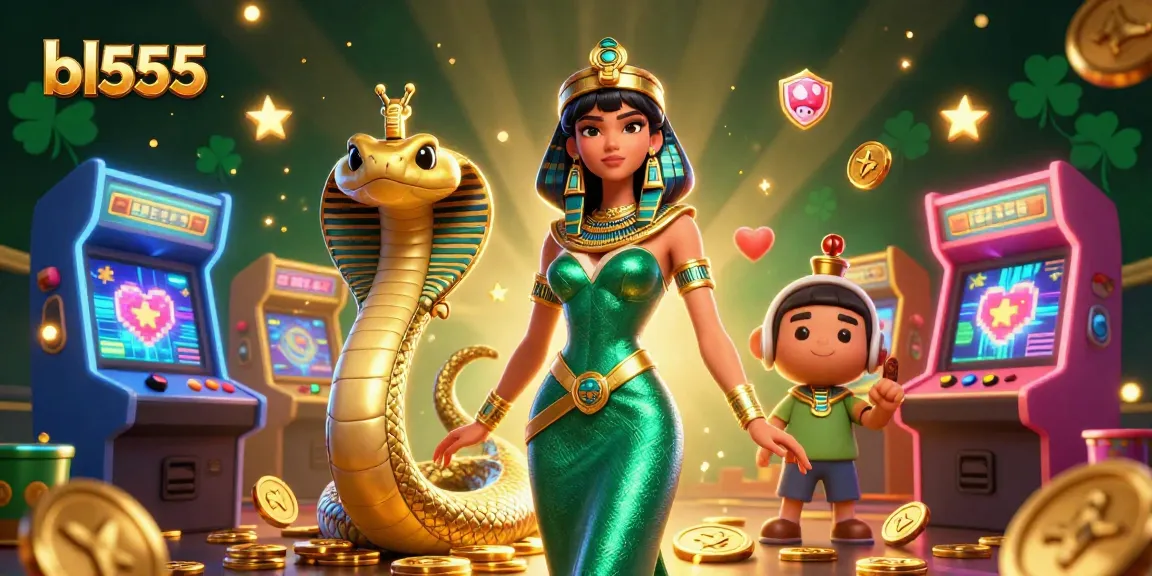 Engage in thrilling games at bl555 with captivating visuals of a beautiful character and golden cobra