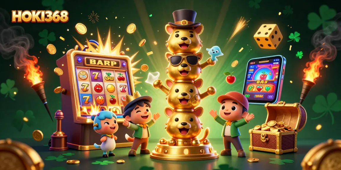 Experience the excitement of HOKI368 with vibrant casino energy in this stunning 3D illustration.