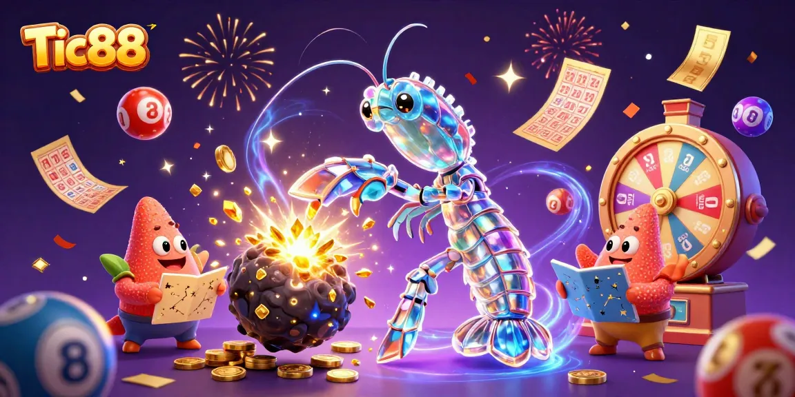 Tic88 showcases an exciting image of a galactic samurai mantis shrimp in a vibrant casino universe pursuing jackpots and prizes.