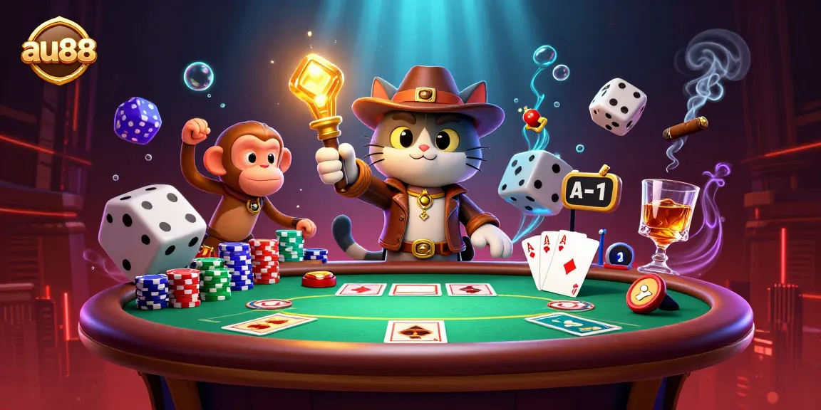 Play exciting games at AU88's vibrant online casino with piles of colorful poker chips and immersive gameplay.