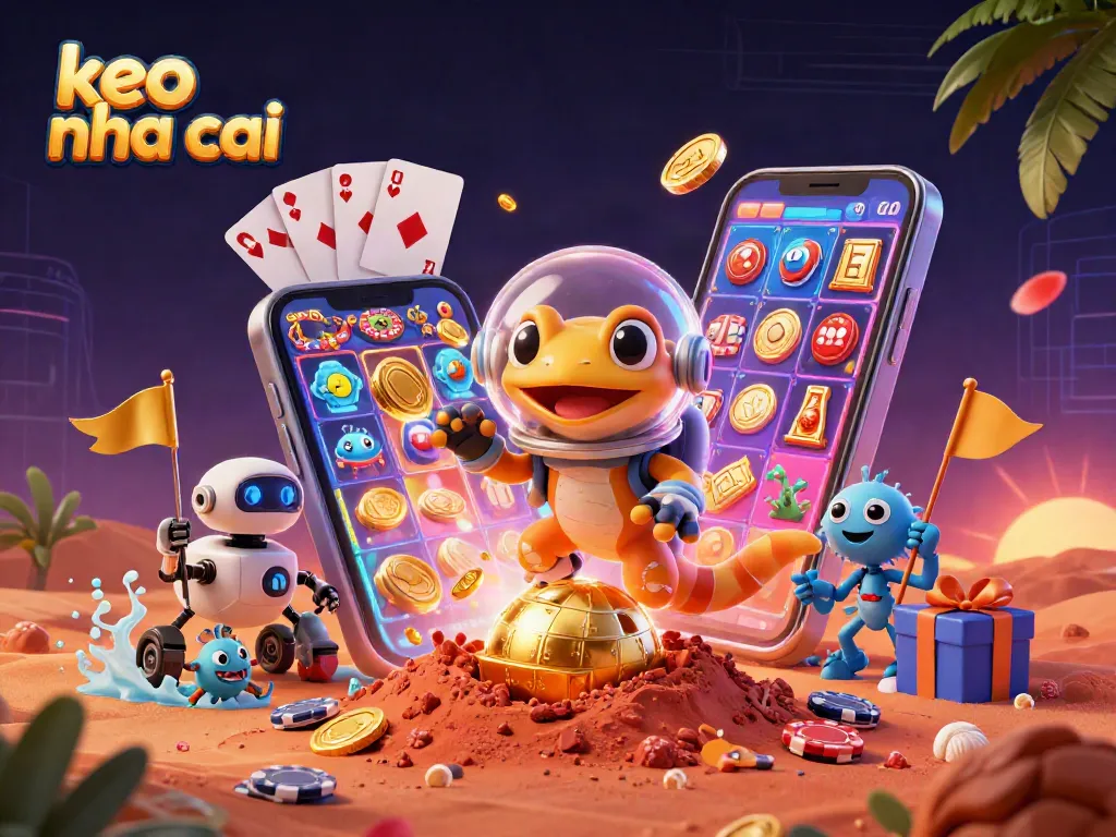 Engage with keo nha cai as alien characters explore a vibrant casino on Mars.