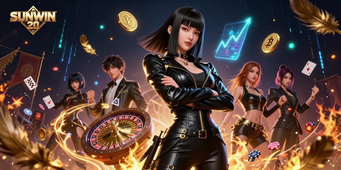 Engage in thrilling gameplay at SUNWIN 20 with a stunning casino scene featuring poker chips and roulette.