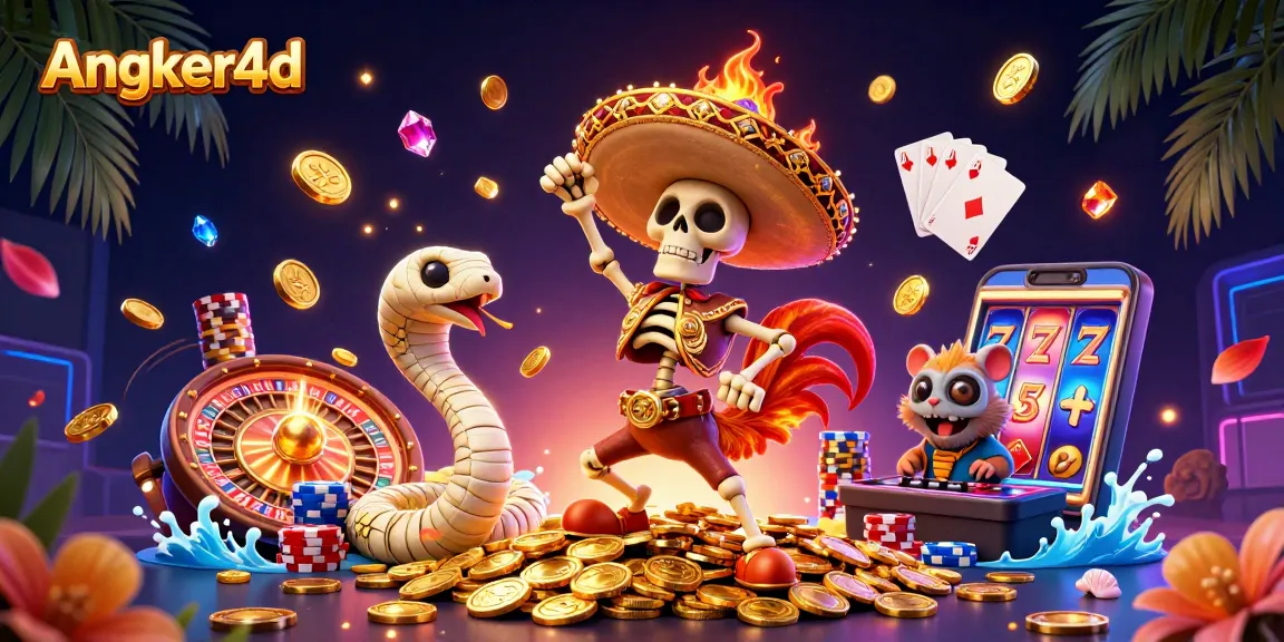 Gambarkan Angker4d, kasino online penuh keceriaan dengan karakter yang unik dan harta yang berkilauan.