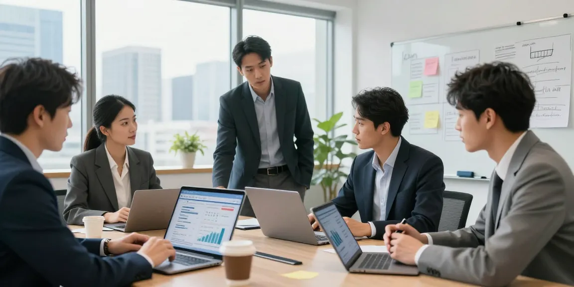 Collaborating team discussing instant merchant cash advance options in a modern office.