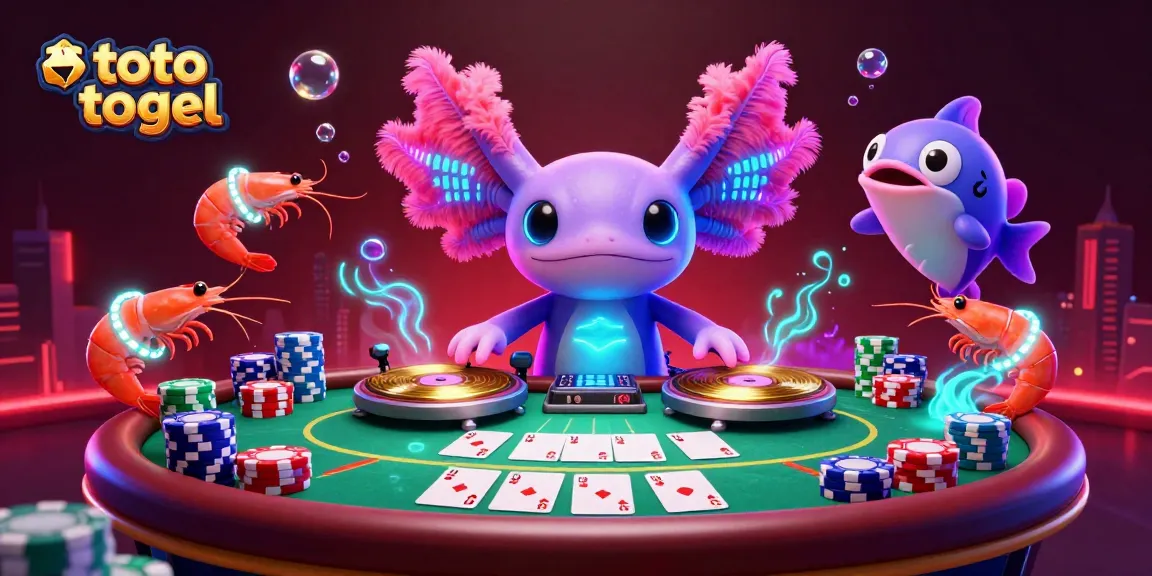 Experience the excitement of toto togel surrounded by vibrant characters and dynamic casino elements in an immersive scene.